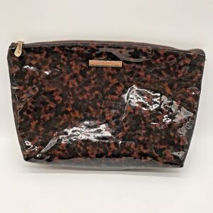 Vince Camuto Tortoise Shell Toiletry Bag Lg. Zip Top Cosmetic Case Make Up Pouch